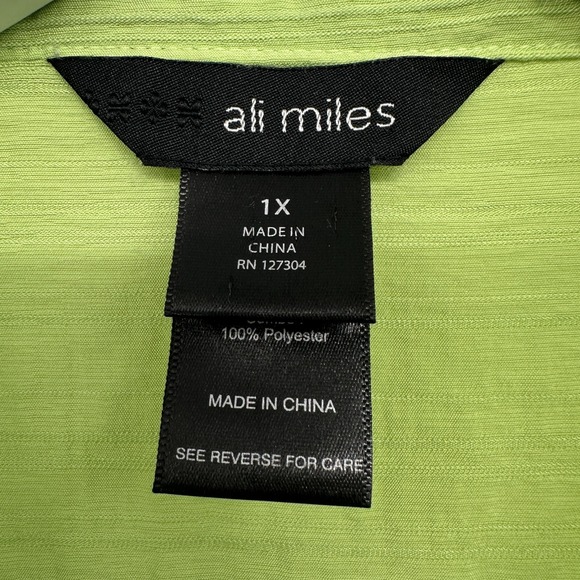 Ali Miles Tunic Top Shirt Size 1X Crinkle Button Up Crochet Artsy Boho Statement - Picture 13 of 16